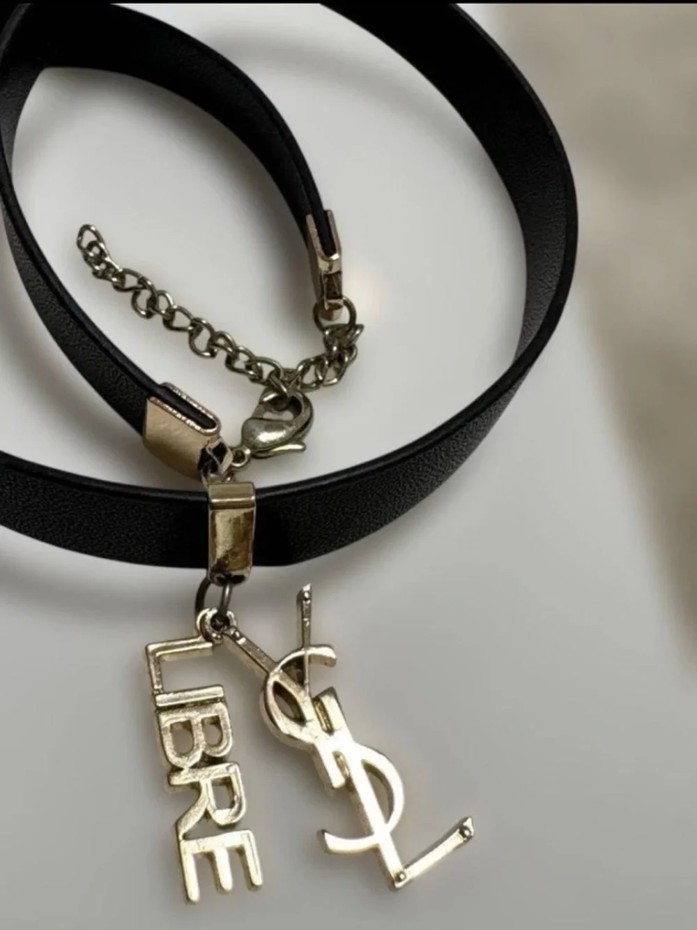 Yves Saint Laurent (YSL) Libre leather charm choker necklace/wrist wrap 13” NWOT - Picture 5 of 6